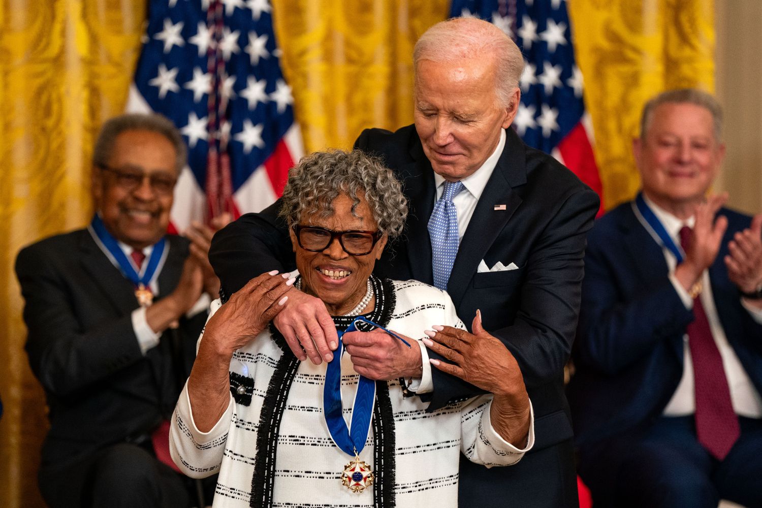 U.S. President Joe Biden presents the Presidential Medal of Freedom to educator and activist Opal Lee during a ceremony in the East Room of the White House on May 3, 2024 in Washington, DC. Photo Sour